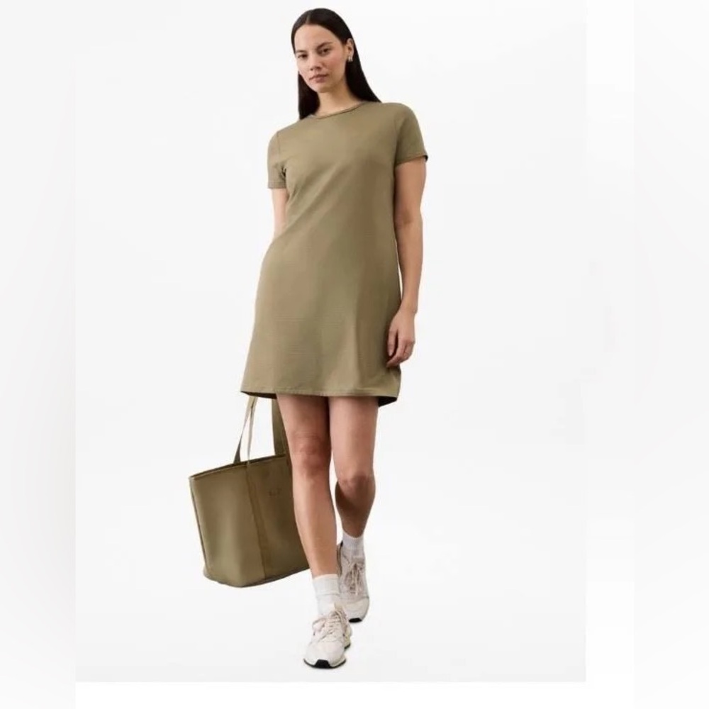 Athleta Essential Tee Knit Mini Dress Olive XS